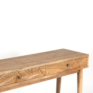 Canopy Hand- Carved Console Table W/2 Drawers