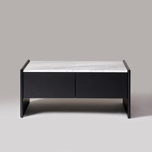 Ares Black Marble Top Coffee Table with Drawers