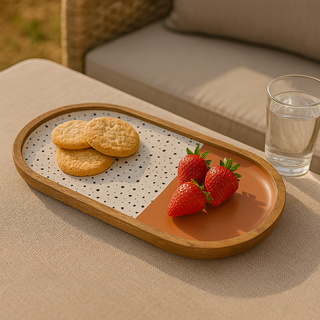 Polka Oval Platter - Mango Wood