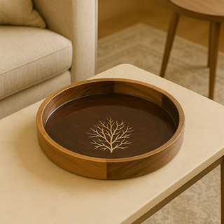 Glint Round Mango Wood Serving Tray