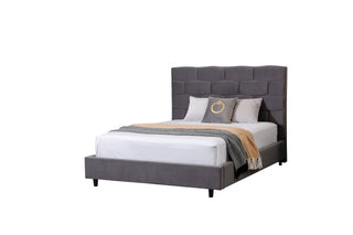 Elliot Velvet Queen Bed - Grey