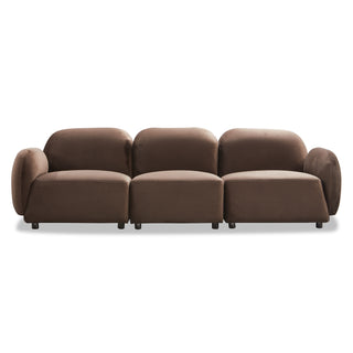 Luna 3 Seat Velvet Fabric Sofa - Chocolate