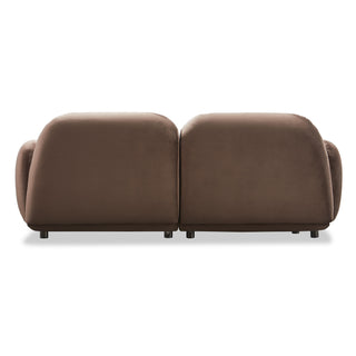 Luna 2 Seat Velvet Fabric Sofa - Chocolate