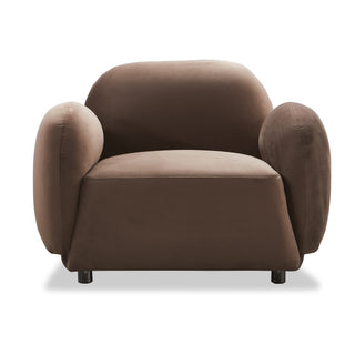 Luna 1 Seat Velvet Fabric Sofa - Chocolate