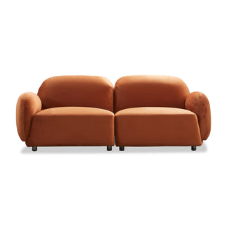 Luna 2 Seat Velvet Fabric Sofa - Rust