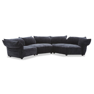 Zylo 5 Seater Italia LHF Chaise sofa With Adjustable Arms/Headrest - Midnight Black