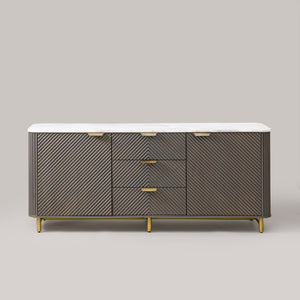 Kelby Fluted Marble Top Buffet 180cm - Mist Grey