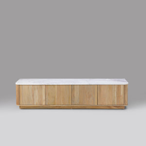 Kelby Fluted Marble Top TV Unit 200cm - Blonde