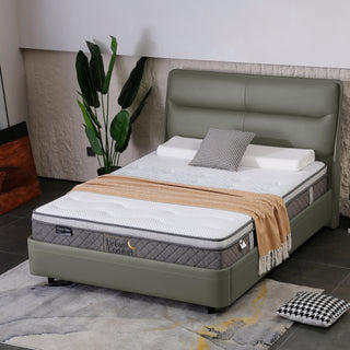 Addison Leather Queen Bed - Grey