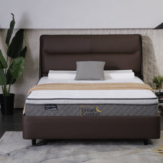 Addison Leather Queen Bed - Chocolate