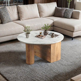 Logan White Natural Marble Coffee Table