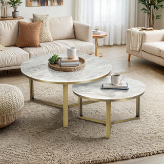 Olive Nested Natural Marble Coffee Table