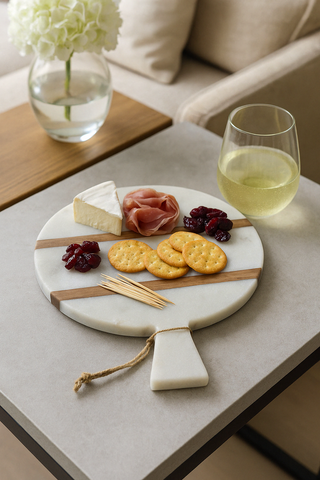 Fusion Natural Marble and Mango Wood Chopping Board