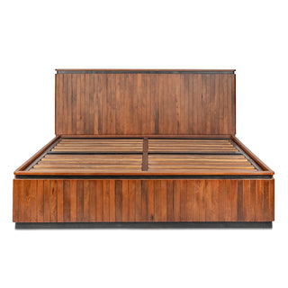 Piano Queen Bed with Hydraulic Lift – Mango Wood, Natural