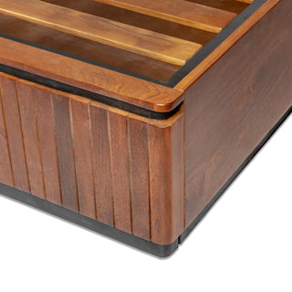 Piano King Bed with Hydraulic Lift – Mango Wood, Natural
