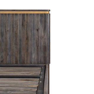 Piano King Bed with Hydraulic Lift – Mango Wood, Ash Grey