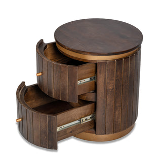 Piano Bedside Table – Mango Wood, Walnut