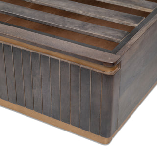 Piano King Bed with Hydraulic Lift – Mango Wood, Ash Grey