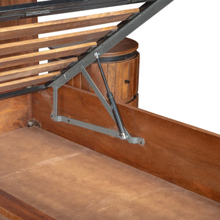 Piano King Bed with Hydraulic Lift – Mango Wood, Natural