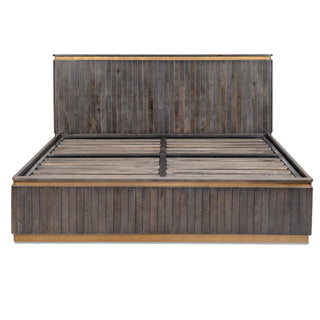 Piano Queen Bed with Hydraulic Lift – Mango Wood, Ash Grey