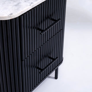 Kelby Natural Marble Top Bedside Table - Black