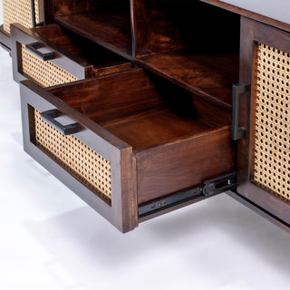 Abby Natural Rattan and Mango Wood TV Unit 240CM