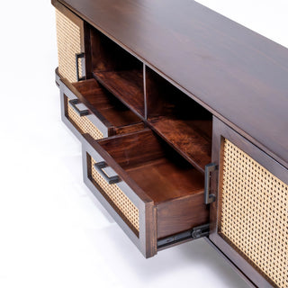Abby Natural Rattan and Mango Wood TV Unit 220CM