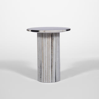 Linea Panda White Marble Side Table