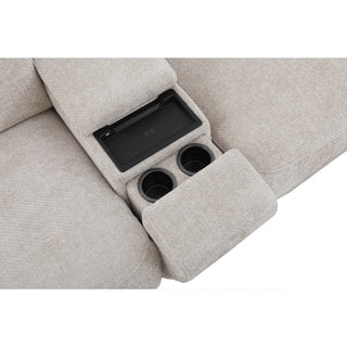 Windsor Modular Fabric Lounge with Dual Electric Recliners, Electric Headrests & Console with Wireless Charging & Cup Holders - Cobblestone