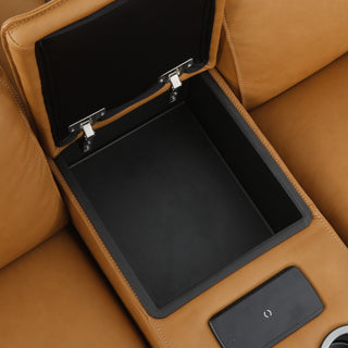 Bronte Modular Genuine Leather Sofa with Dual Electric Recliners, Electric Headrests, LED Light Console, Wireless Charging & Storage