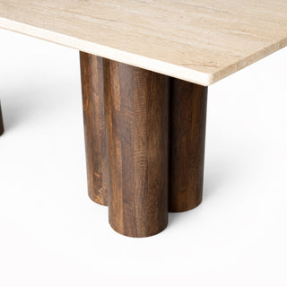 Serenity Natural Travertine and Mango Wood Dining Table