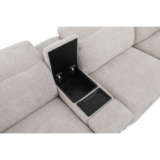 Windsor Modular Fabric Lounge with Dual Electric Recliners, Electric Headrests & Console with Wireless Charging & Cup Holders - Cobblestone