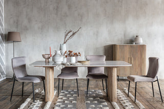 Kelby Natural Marble Dining Table With Natural Wooden Legs