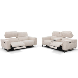 Tivoli 3 Seater Dual Electric Recliner with Electric Telescopic Headrests -Ivory