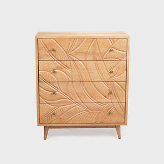 Canopy Hand-Carved Tallboy With 4 Drawers