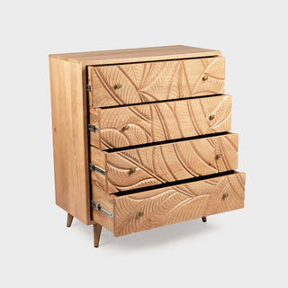 Canopy Hand-Carved Tallboy With 4 Drawers