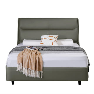 Addison Leather Queen Bed - Grey