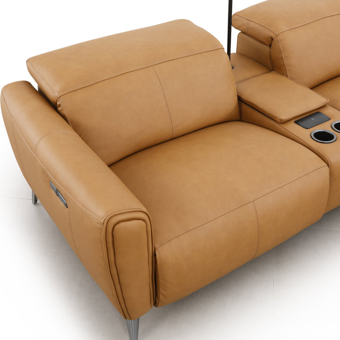Bronte Standard corner configuration, shown in Oslo-Antelope (Tan) leather - detail view