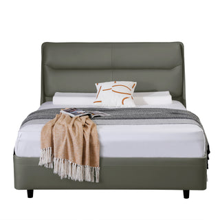 Addison Leather King Bed - Grey