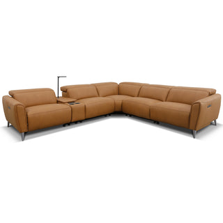 Bronte Genuine Leather lounge with Electric Recliners, Electric Headrests & Console