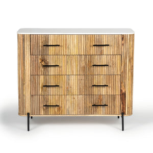 Kelby Natural Marble Tallboy With 4 Drawers - Natural