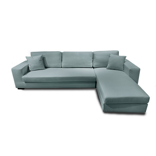 Vector Right Chaise 3 Seater Woven Fabric Sofa - Smoky Green