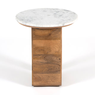 Logan White Marble Round Side Table