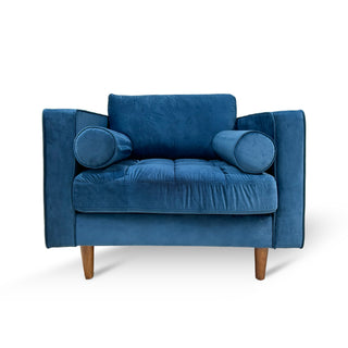 Duovelle 1 Seater Velvet Sofa - Blue