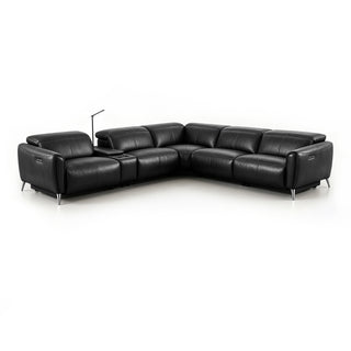 Bronte Modular Genuine Leather Sofa with Dual Electric Recliners, Electric Headrests, LED Light Console, Wireless Charging & Storage