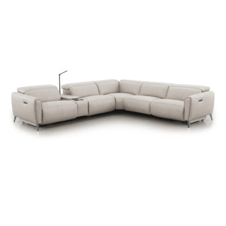 Bronte Modular Genuine Leather Sofa with Dual Electric Recliners, Electric Headrests, LED Light Console, Wireless Charging & Storage
