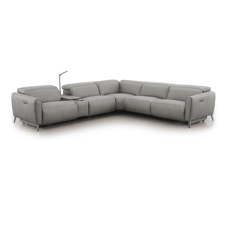 Bronte Modular Genuine Leather Sofa with Dual Electric Recliners, Electric Headrests, LED Light Console, Wireless Charging & Storage