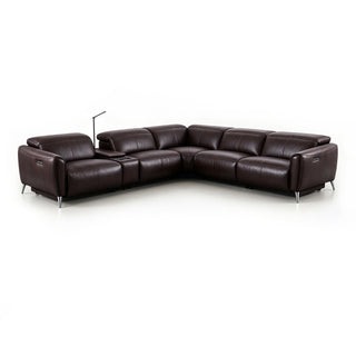 Bronte Modular Genuine Leather Sofa with Dual Electric Recliners, Electric Headrests, LED Light Console, Wireless Charging & Storage