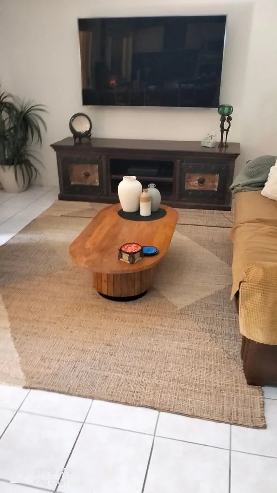 Piano Mango Wood Oval Coffee Table - Smoky Grey customer photo