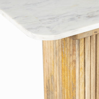 Kelby Marble Console Table with Wooden Legs - Natural